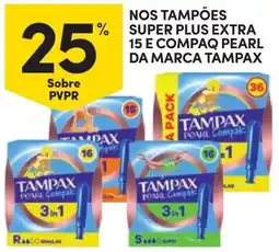 Continente Nos tampões super plus extra 15 e compaq pearl da marca tampax promoção