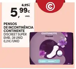 Continente Pensos de incontinência continente discreet super promoção