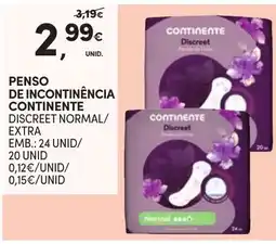 Continente Pensos de incontinência continentе discreet normal/extra promoção