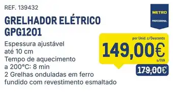 Grelhador elétrico metro professional