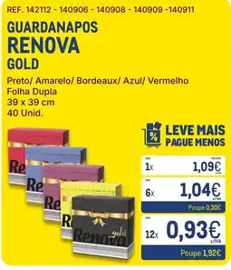 Makro guardanapos renova gold promoção