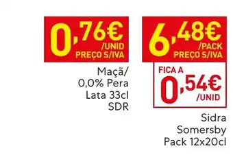 Recheio Sidra Somersby promoção