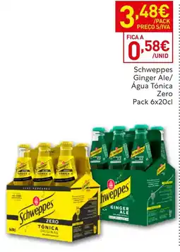 Recheio Schweppes Ginger Ale/ Água Tónica Zero promoção
