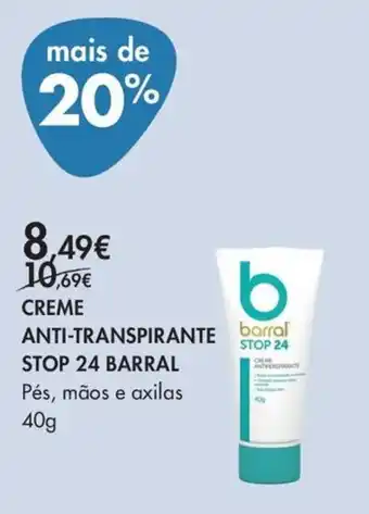 Creme anti-transpirante stop 24 barral