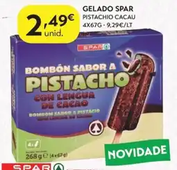 Spar Bombom sabor a pistacho con lingua de cacau promoção