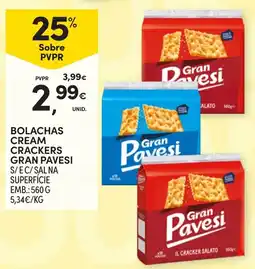 Continente Bolachas cream crackers gran pavesi promoção