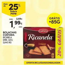 Continente Bolachas cuétara ricanela promoção