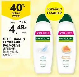 Continente Gel de banho leite & mel palmolive promoção
