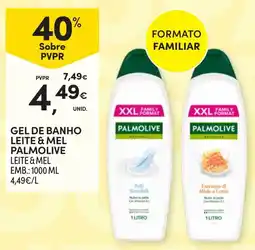 Continente gel de banho leite & mel palmolive promoção