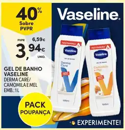 Continente Vaseline gel de banho derma care camomila e mel promoção