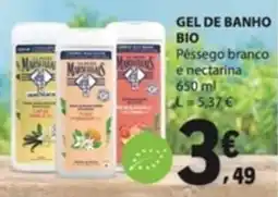 E.Leclerc Gel de banho bio pêssego branco e nectarina promoção