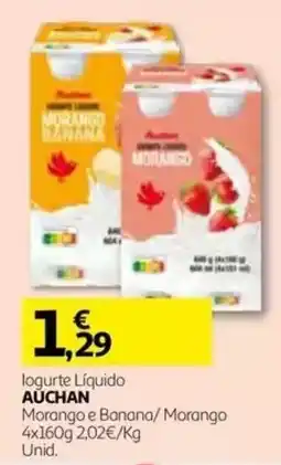 Auchan logurte líquido auchan morango e banana/ morango promoção
