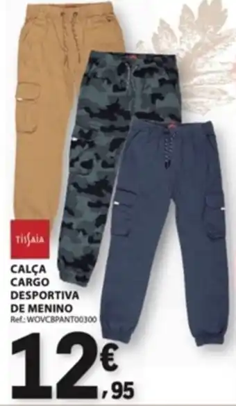 Calça cargo desportiva de menino tisfaia