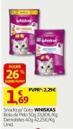 Auchan Snacks p/ Gato WHISKAS promoção