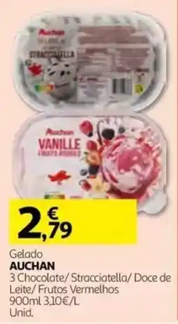 Auchan Gelado auchan 3 chocolate/stracciatella/doce de leite/frutos vermelhos promoção