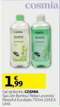 Auchan Gel de Banho cosmia promoção