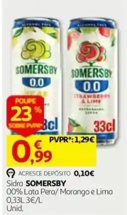 Auchan Sidra Somersby 00% Lata Pera/Morango e Lima promoção