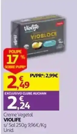Auchan Creme Vegetal Violife promoção