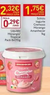 Recheio A+ - sólido iogurte cremoso morango amanhecer promoção