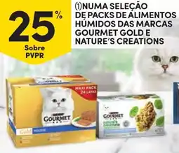 Continente Numa seleção dę packs de alimentos humidos das marcas gourmet gold e nature's creations promoção