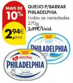 Pingo Doce queijo p/barrar philadelphia promoção