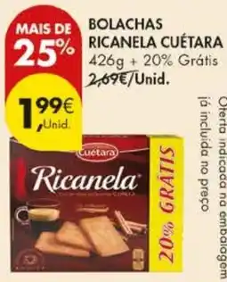 Pingo Doce Bolachas ricanela cuétara promoção