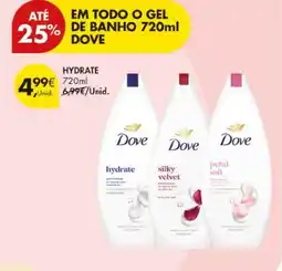 Pingo Doce Dove gel de banho hydrate silky velvet petal soft promoção