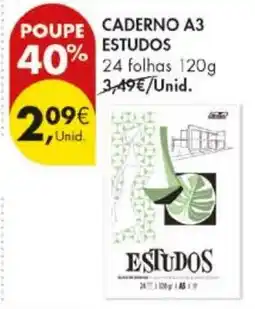 Pingo Doce Caderno a3 estudos promoção