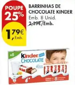 Pingo Doce Barrinhas de chocolate kinder promoção