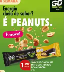 Pingo Doce Go active snack de chocolate preto com recheio de amendoim promoção