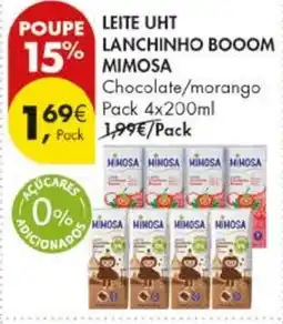 Pingo Doce Leite uht lanchinho boom mimosa chocolate/morango promoção