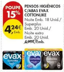 Pingo Doce Pensos higiénicos c/abas evax cottonlike promoção