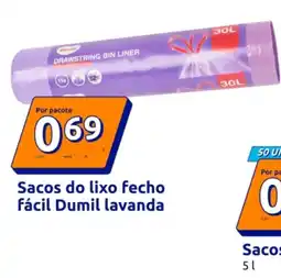 Action Sacos do lixo fecho fácil Dumil lavanda promoção