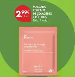 Pingo Doce Be beauty - máscara coreana de colagénio e peptidos promoção