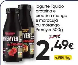 Froiz logurte liquido proteina e creatina manga e maracujá ou morango Premyer promoção