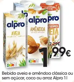 Froiz Bebida aveia e amêndoa clássica ou sem açúcar, coco ou arroz Alpro 1l promoção