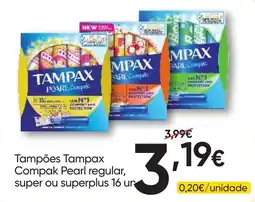 Froiz Tampões Tampax Compak Pearl regular promoção