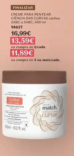 O Boticário match. ciência das curvas creme para pentear cachos 2abc a 3abc promoção