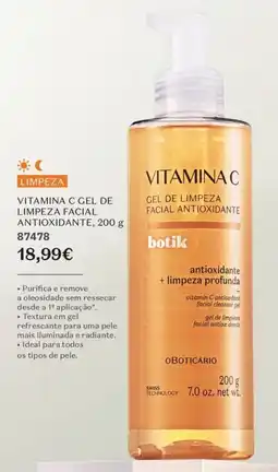 O Boticário vitamina c gel de limpeza facial antioxidante promoção