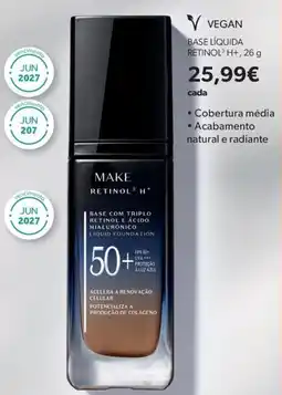 O Boticário Vegan base líquida retinol 3 H+ promoção