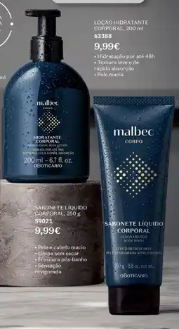 O Boticário malbec corpo loção hidratante corporal promoção