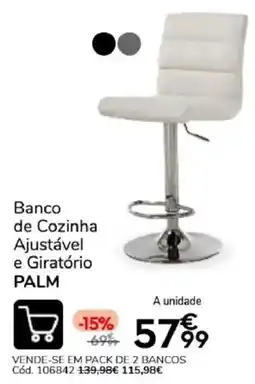 Conforama Banco de cozinha ajustável e giratório palm promoção