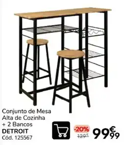 Conforama Conjunto de mesa alta de cozinha + 2 bancos detroit promoção