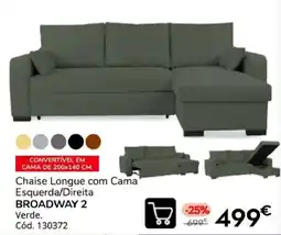 Conforama Chaise Longue com Cama Esquerda/Direita Broadway 2 Verde promoção