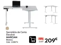 Conforama Secretária de canto elevável marcian branca promoção
