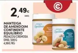 Continente Bom dia Manteiga de amendoim continente equilíbrio pedaços cremosa promoção