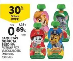 Continente Bom dia Saquetas de fruta bledina promoção