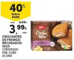 Continente Bom dia Crocantes de frango recheados iglo cordon bleu promoção