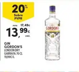 Continente Bom dia Gin gordon's london dry garrafa promoção