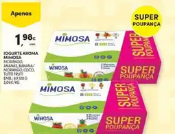 Continente Bom dia Iogurte aroma mimosa morango ananás, banana morango, coco, tutti fruti promoção